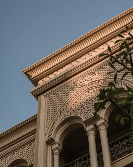 Arabic-style patterned window at Giza Palace Hotel in Cairo Egypt