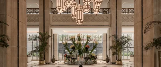 Lobby of the Giza Palace hotel in Cairo, Egypt