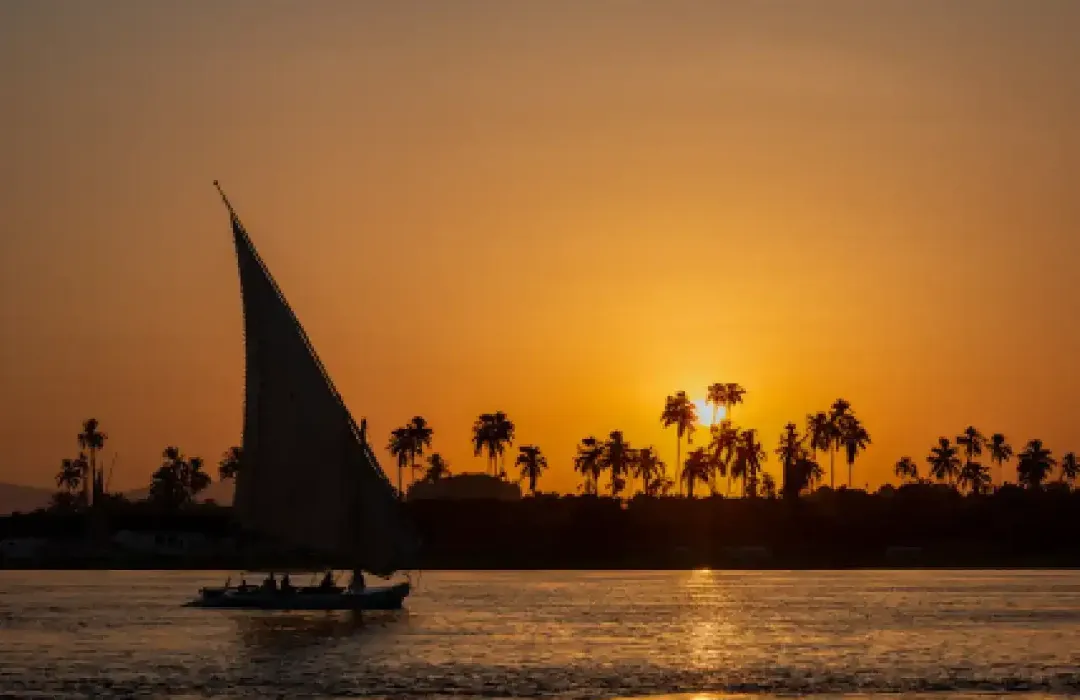 Sailboat at Sunset on Nile River Egypt