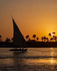 Sailboat at Sunset on Nile River Egypt