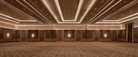 قاعة مأدبة فاخرة مزخرفة في فندق جيزة بالاس