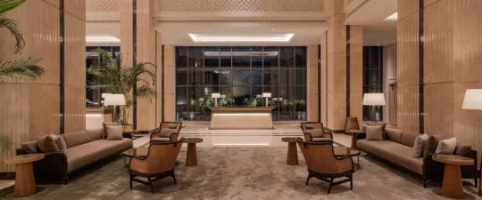 Lobby of the Giza Palace hotel in Cairo, Egypt